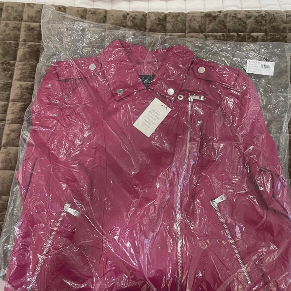 Eloquii Very Berry (Fuchsia/Hot Pink) Faux Leather Moto Jacket– Size 14/16 (NWT) - Picture 6 of 6